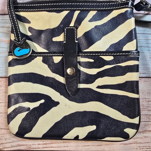 Dooney & Bourke Zebra Print Leather Crossbody Bag - Picture 1 of 10